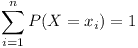 [tex]\sum_{i=1}^{n}P(X=x_i)=1[/tex]