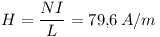 [tex]H = \frac{NI}{L} = 79.6 \, A/m[/tex]